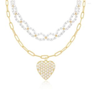 Colares pendentes Chain Chain Heart Gold Color Chokers