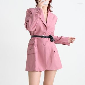 Ternos femininos de cor rosa mulheres blazer moda de mangas cheias roupas de casaco de casaco