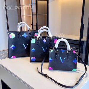 Tragetasche Designer-Tasche für Damen Bunte Echtleder-Buchstabenprägung Blumenmonogramme Handtasche für unterwegs KOLLEKTION Umhängetasche Einkaufstasche in 3 Größen