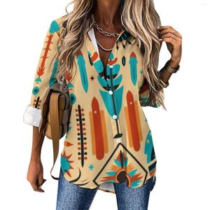 Women's Blouses Temperament Loose Shirt Women Fashion Native Aztec Tribe Print Gothic Clothes Woman Top XS-8XL