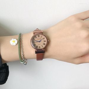 Wristwatches Luxury Rose Gold Bling Leather Quartz Wrist Watch Clock For Women Ladies Couple