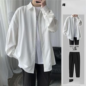 Męskie dresy męskie Mężczyźni 2023 Spring Sets Zestawy Mężczyzna stały kolor koszuli długiego rękawu luźne spodnie 2pcs Streetwear Casual 2 -Element Suits F41