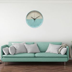 Wall Clocks Excellent Clock Battery-operated Smooth Edge Modern Home Hanging Color Blocking Round Supplies