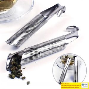 Rostfritt stål te infuser Creative Pipe Design Metal Siler for Mug Fancy Filter för Puer Herb Teas Tools Tillbehör