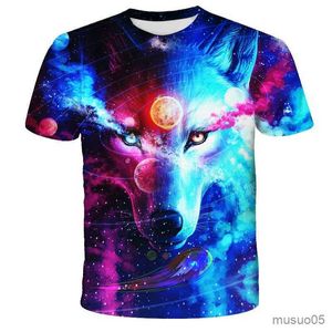 Camicie New Animal Kids Summer Wolf T-Shirt Cartoon Wolf Tops Abbigliamento casual per bambini Cartoon T-shirt per ragazze e ragazzi