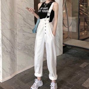 Women's Jeans Women Fashion Denim Jumpsuits 2023 Spring Summer High Waist Single Shoulder Strap Suspender Trousers Korean Casual