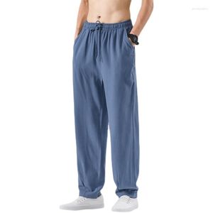 Pantaloni da uomo 2023 Pantaloni da uomo in cotone e lino da uomo estivi Pantaloni stile cinese elastici in vita Pantaloni casual traspiranti maschili Hip-Hop