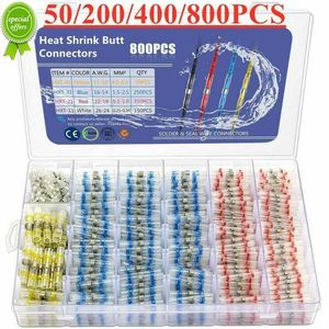 New 800pcs Solder Seal Wire Connectors Heat Shrink Insulated Electrical Wire Terminals Butt Splice CableCrimp Waterproof Automobile