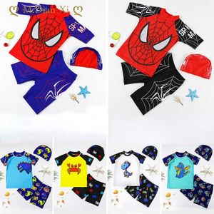 Children's swimwear Swimwear Children 3 Pieces Short Sleeve Swimsuit Kids Sun UV Protection Baby Bathing Clothes Child Toddler Swimming Suit Boys P230509