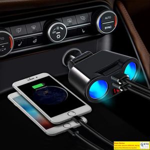 Caricatore per auto diduali USB 2 Porta LCD Display Società di sigarette Accendi più leggera Accessori per auto alimentatore Auto ad alimentazione