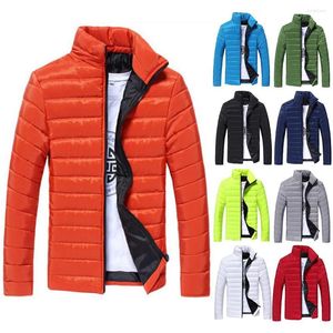 Men's Down Jackets Winter Men Solid Color Parkas Stand Collar Long Sleeve Warm Cotton Quilted Coat Jacket