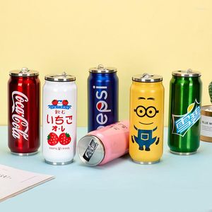 Su Şişeleri 500ml Cola fincan Kapak 304 Paslanmaz Çelik Sevimli Can Portatif Kahve Çocuk Tumbler