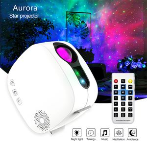 Starry Projector Aurora, Nebula ledde Galaxy Night Light, fjärrkontroll Bluetooth -högtalare, 3D Star Moon Light for Kids Room, Party, Decor Gift, Camping