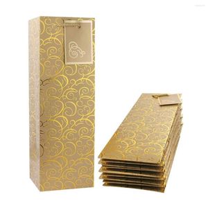 Gift Wrap Wine Bags Kraft Paper Bag 10 Pcs With Handles Single Bottle Bulk For Christmas Party Shopp