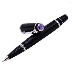 Crocodilo 2060 Resina Black Rollerball Ponto Fine Point 0,5mm Sapphire no topo com presente de escrita de clipes dourados para negócios de escritório