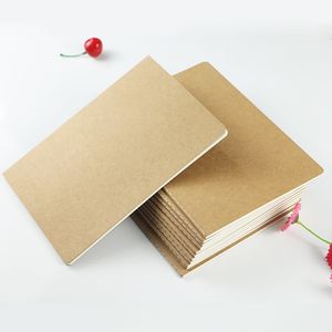 100 st A5 Brown Kraft Cover Stitching Notepad School träning mjuk daglig anteckningsbok med linje mjuk copybook vintage anteckningar för kontor och skola