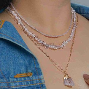 Pendant Necklaces 3Pcs/Lot Irregular Stone Freeform Natural Crystals Amethysts for Women Men Jewelry Y23