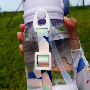 New 600ml Cartoon Dinosaur Shaped Kids Water Bottle with Silicone Straw Shoulder Strap Leak Proof Children School Dropship