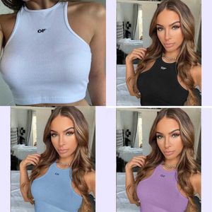 Women Clothes Casual Designer Tops Tees Crop Top Embroidery Sexy Shoulder Black Tank Top Casual Sleeveless Backless Top Shirts Luxury Solid Color Vest