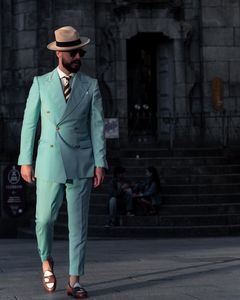 Мужские костюмы Blazers Mint Green Wedding Sweed для мужчин Slim Fit Формальный ужин