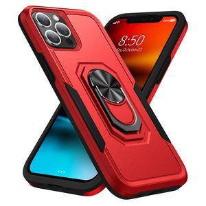 Armor Kickstand mobiltelefonfodral för iPhone 15 Pro Max 14 Plus 13 12 11 Promax Hybrid PC TPU 2 I 1 Magnetic Car Mount Fashion Dual Colors telefonfodral Shell Shell