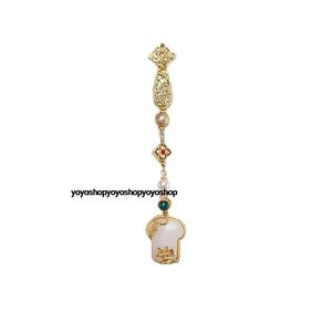 Charms Vintage Nature Jade Golden Hanfu Clothing Accessories Chi-pao Pendant Hanging Decoration Bag PackingCharms