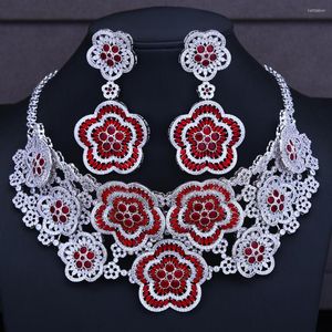 Halskette Ohrringe Set GODKI Luxus Edle Wunderschöne Große Blumen Anhänger Baumeln Schmuck Für Frauen Braut Hochzeit