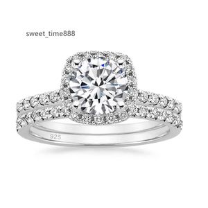 Somen 925 Sterling Silver Bridal Rings Sets Cubic Zirconia Halo CZ Engagements Rings for Women Fashion Jewelry