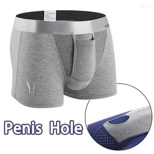 Underpants Man Breathable Bulge Pouch Underwear Enlargement Boxers Health Care Summer Divided U-Convex Chasity Cover Cage Briefs