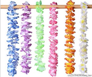 Flores decorativas 36pcs brilhantes Hawaii Floral Wreath dança Party Girls Girls Hawaiian Flower Flower Garland Hula