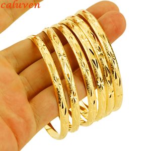 Bracelets de charme 6mm Dubai Bangle Gold Color Africano Oriente Médio Jóias Etíopes 6pcclot For Mulheres Men 230508