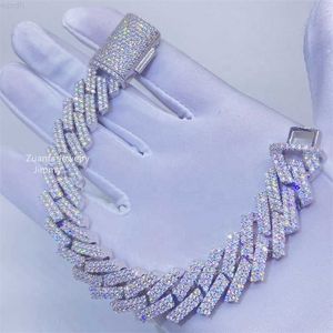 Passera diamanttestare 925 Sterling Silver Iced Out Jewelry 10mm Two Row Moissanite Box Clasp Cuban Armband Chain