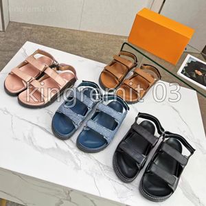 Designer Sandalen Comfort Sandale Damen Schnalle Leder Slides Loafer Freizeitschuhe Presbyopie Flache Schuhe Paseo Sandalen Plateauschuhe Denim Mit Box Dayremit