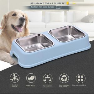 Alimentazione del cane Doppia ciotola Cibo per cuccioli Alimentatore per acqua Carino Acciaio inossidabile Animali domestici Bere Piatto Alimentatore Forniture per animali domestici Piatti per cani Ciotola per cani