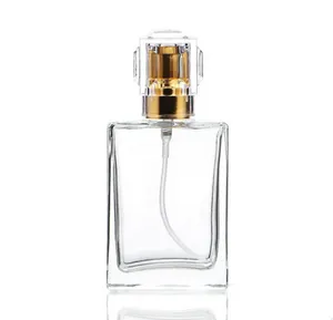 Wysokiej jakości hurtowe 30 ml kwadratowe szklane perfumy butelka kosmetyczna pusta butelka Dyszyna Dysza Butelki sprayowe opakowanie oporne