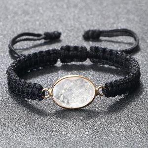 Link Bracelets Braid Black Nylon Rode para homens charme de pulseiras artesanais Mulheres Irregularidade de jóias de jóias de pingente de cristal ajustáveis