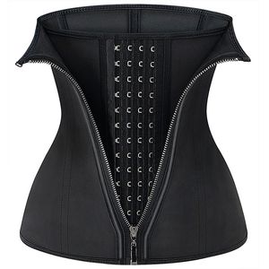 Women's Shapers Latex Waist Trainer Zipper Cincher Binders Slimming Belly Belts Tummy Trimmer Shapers Women Control Sheaths Girdle Straps Black 230509