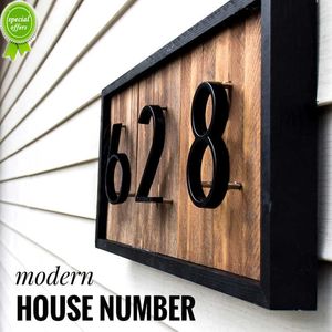 Neue 125 mm große, schwimmende Hausnummern, große moderne Tür, Alphabet für Zuhause und draußen, 12,7 cm, schwarze Zahlen, Adressschild, Strich-Schrägstrich-Schild Nr. 0–9