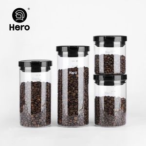 Tools Hero OneButton Vacuum Glass Sealed Jar Tea Coffee Bean Kök Kök Mat förseglade flaskor BPA gratis glasbehållare