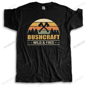 Męskie koszulki Bushcraft Wild and Free Thirt for Men Pure Cotton T-shirt O Neck krótkie rękawowe przetrwanie na zewnątrz Camping Bushcrafter TEE 230509