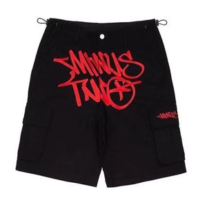 Shorts mens last sommar beskärda byxor streetwears kläder snabb torkning multi ficka skateboard demon tryckt svettbyxor 495