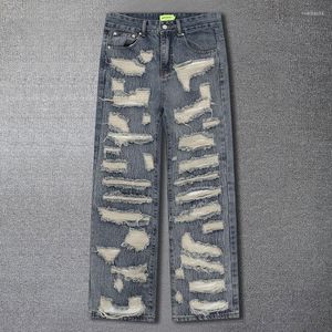 Erkek kot pantolon kesim erkekler eski delikler oluşturur jean kaliteli erkek yırtık delik tasarım hip hop stil pantolon pantalon vaqueros hombre