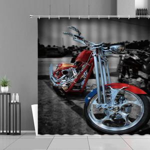 Perdeler retro motosiklet duş perdeleri klasik yarış desen su geçirmez banyo perdesi aşırı spor sanat ev dekor duvar bezi