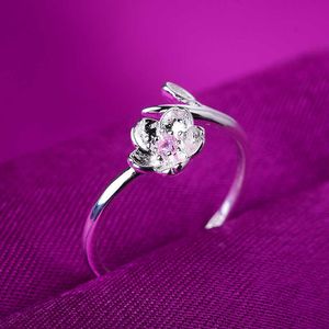 Кольца группы 2023 Новые кольца сакура для женщин свежий дизайн серебряный цвет открытие кольца годовщина ювелирных ювелирных украшений оптом Z0509
