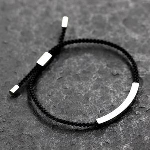 Urok Bracelets Fnixtar 5Pairs/Lot DIY ze stali nierdzewnej z szydełkowaną czarną liną Nazwa Niestandard Banles Biżuteria dla kobiet męskie