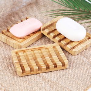 50Pcs Wooden Soap Dishes Bamboo Soap Tray Holder Rack Plate Box Container Portable Bathtub Dish Waterfall Design For Bathroom
