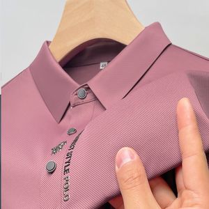 Summer Business High-end Solid Kolor Wysokiej jakości krótkie koszulę polo z krótkim rękawem Klapel Nowe mężczyzn moda swoboda bez śladu drukowania-4xl