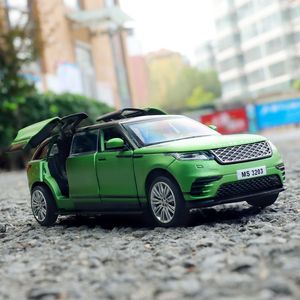 Diecast Model 1 32 Range Rover Velar удлиняйте сплав сплав -лимузин металлический дикстал модель модели автомобиля, мигающие музыкальные детские игрушки подарок 230509