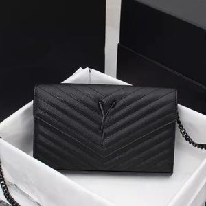 Fashion Classic Envelope Chain Leather Bag Gold Silver Sign Y Letter Woman Caviar Crossbody Wallet Designer Bags Shoulder Handbags 03