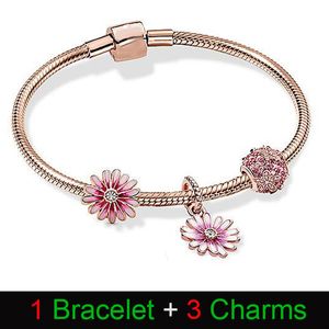 S925 Silver Color Garden Series Charms Bracelets Fit Original Pandora Beads DIY For Women designer Bracelet Set Luxury Jewelry Gift